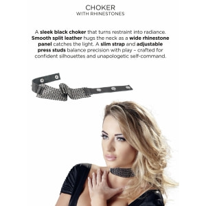 Zgardă Rhinestone Choker Negru