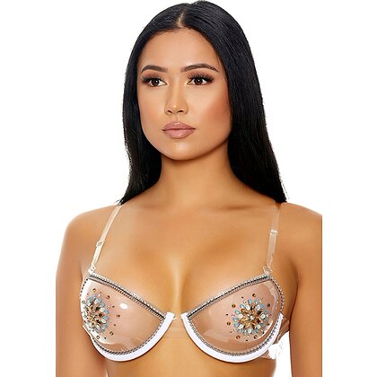 Sutien Forplay Clear The Air Rhinestone Alb S-L