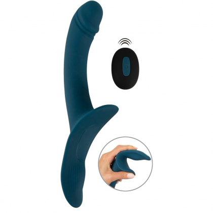 Set Strap-On You2Toys — 7 Moduri, Reîncărcabil Albastru