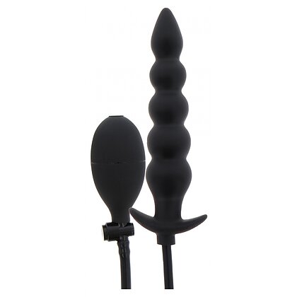 Plug Anal Gonflabil Striat Negru | 18.5–23 cm