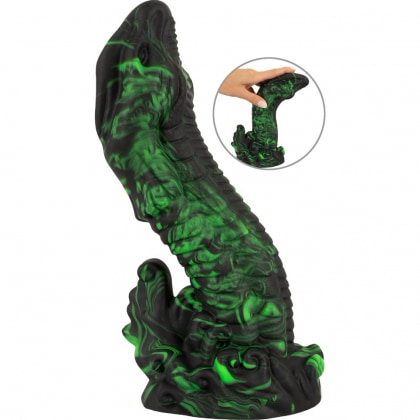 Beasty Lizard Peak — Dildo Din silicon Lichid cu Ventuză 22 cm Verde