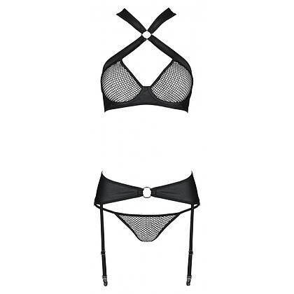 Set Din Piele Passion Amanda Negru L-XL