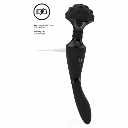 Vibrator Shiatsu Flexibil cu Două Motoare Negru