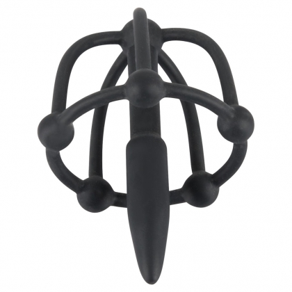 Plug De Penis Cu Cușcă Pentru Cap Negru