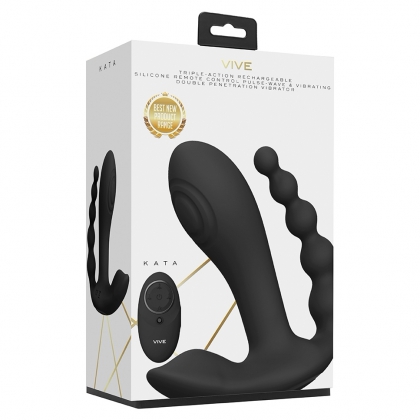 Vibrator Pulse Wave And Vibrating Dublă Acțiune Negru