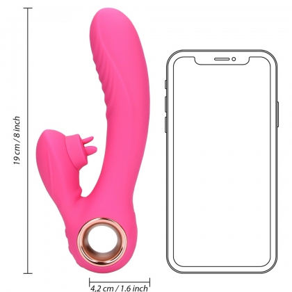 Loveline Rabbit Heat – Limbă Oscilantă, încălzire 19 cm Roz