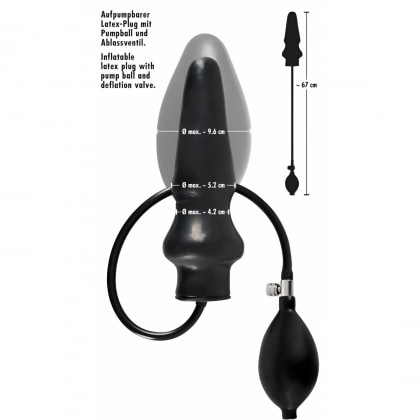 Anal Plug Latex Gonflabil 19.5cm Negru