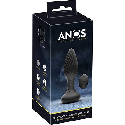 ANOS Plug Anal Rotativ 10 Moduri, Perle Rotative, USB Reîncărcabil Negru