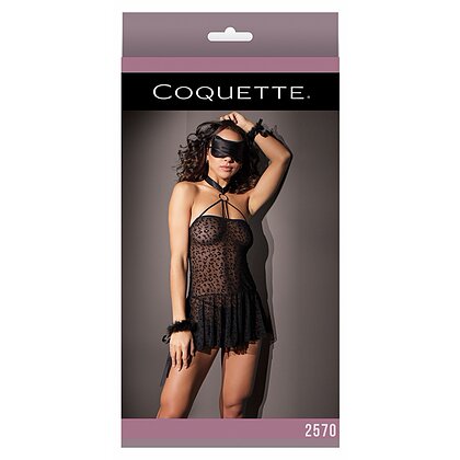 Babydoll Coquette Kitty Leopard Negru S-L