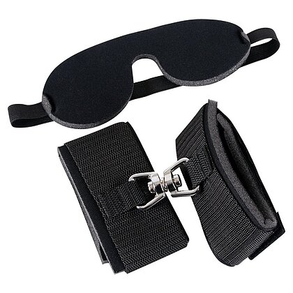 Set Blindfold Handcuffs Negru