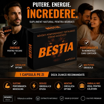 Bestia – 4 Capsule Naturale Pentru Potență, Vitalitate
