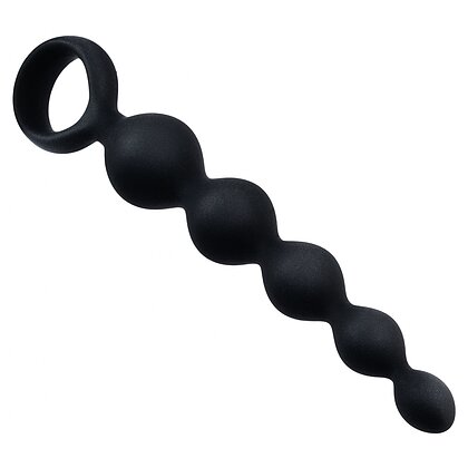 Bile Anale Din Silicon Cu Striații 14cm Negru