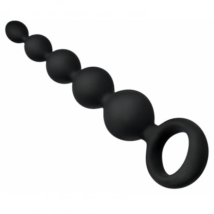 Bile Anale Din Silicon Cu Striații 14cm Negru