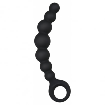 Bile Anale Din Silicon Cu Striații 18cm Negru