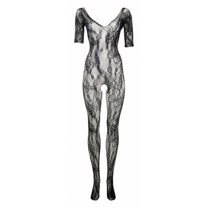 Catsuit Le Désir Lace Sleeved Negru S-L