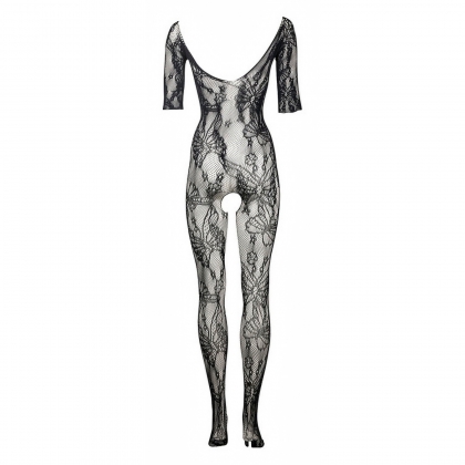 Catsuit Le Désir Lace Sleeved Negru S-L