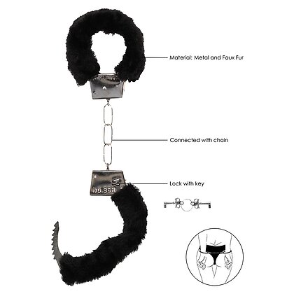 Cătușe Beginners Handcuffs Furry Negru