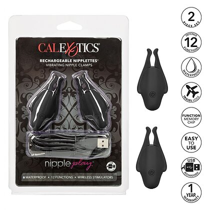 Cleme Pentru Sfârcuri Cu Vibrație Nipplettes Play Negru