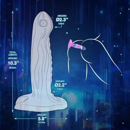 Dildo 21.6 cm – Silicon Lichid cu Ventuză Puternică Multicolor