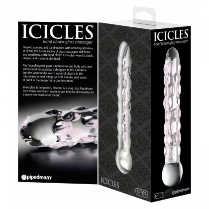 Dildo Icicles Hand Blown Glass 17.8cm Transparent