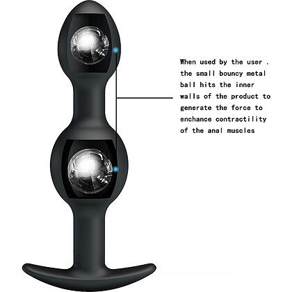 Vibrator Anal Cu Bile Metalice În Interior Negru