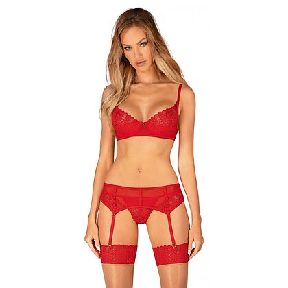 Set Obsessive Ingridia 3 Piese Roșu M-L