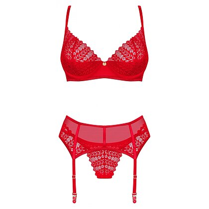 Set Obsessive Ingridia 3 Piese Rosu M-L