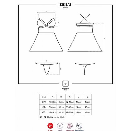 Lenjerie Babydoll Obsessive 838-BAB Roșu S-M