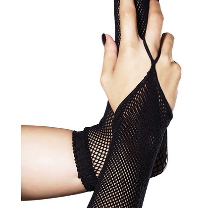Mănuși Glow Fishnet Negru
