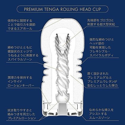 Masturbator Premium Tenga Rolling Head Albastru