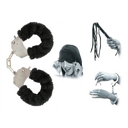 Pachet Set Limited Edition Lovers Fantasy Negru + Cătușe Furry Fun Cuffs Negru