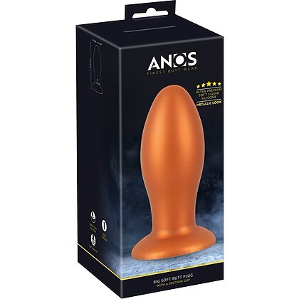 Plug Anal XL ANOS — silicon Moale, Ventuză 6.4 cm Maro