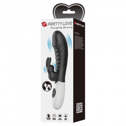 Pretty Love Naughty Bunny – Dublu Stimulator, 30 Moduri Negru