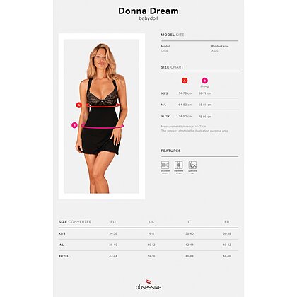 Babydoll Obsessive Donna Dream Negru M-L