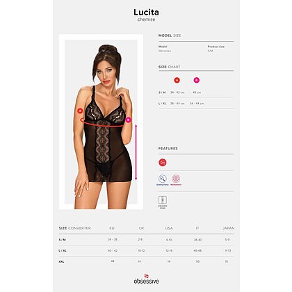 Chemise Obsessive Lucita Negru S-M
