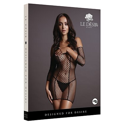 Le Desir Duo Net Sleeved Mini Dress Negru S-L