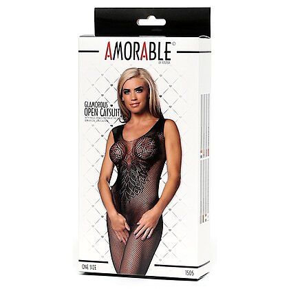 Open Catsuit Amorable Angel Wings Negru S-L