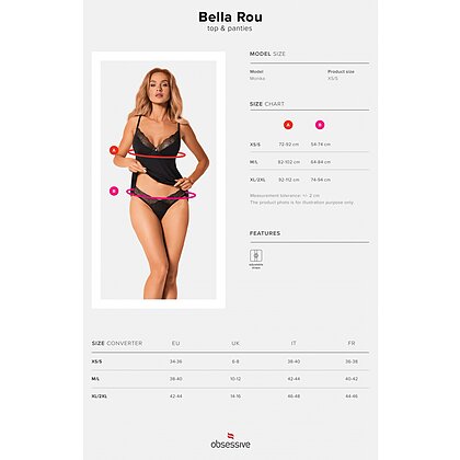 Set Obsessive Bella Rou Top Negru XS-S