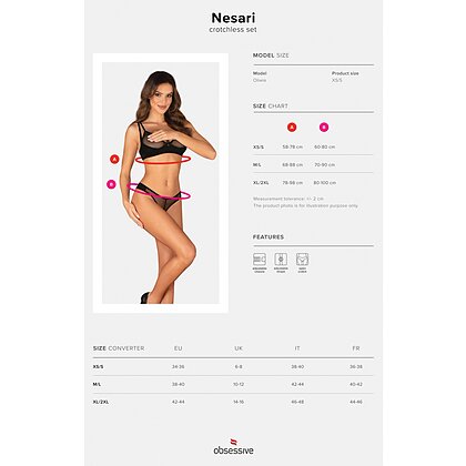 Set Obsessive Nesari Decupat 2 Piese Negru XS-S