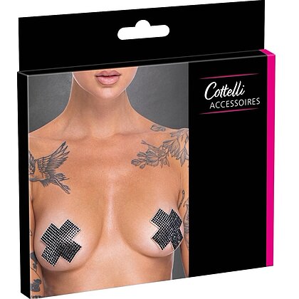 Stickere Pentru Sfârcuri Cruce – Cristale Negre, Set 2 Negru