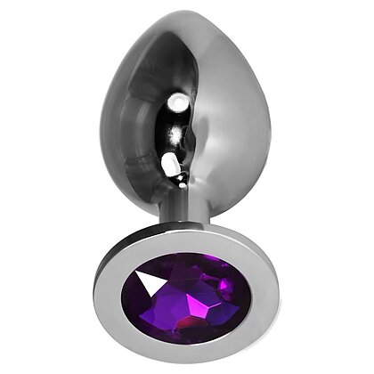 Rosebud Plug Metalic L cu Bijuterie Mov — Elegant, Lucios Argintiu