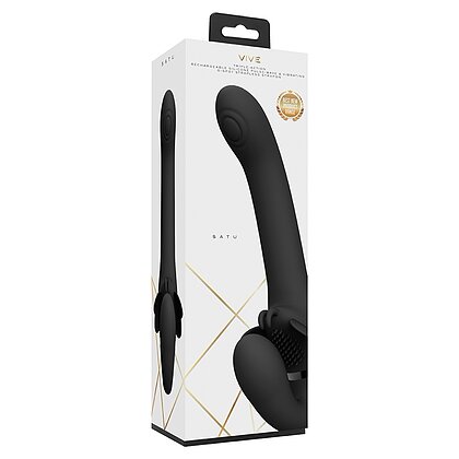Satu Pulse-Wave And Vibrating Strapon Negru