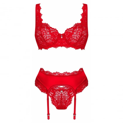 Set Obsessive Amor Cherris 3 Piese Roșu S-M