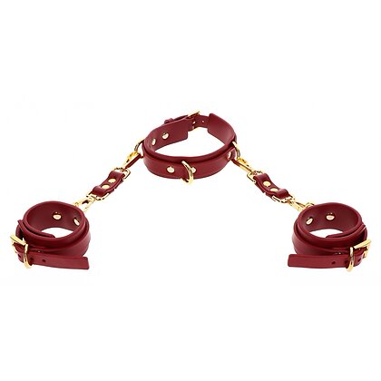 Set Zgardă și Cătușe D-Ring Deluxe Roșu