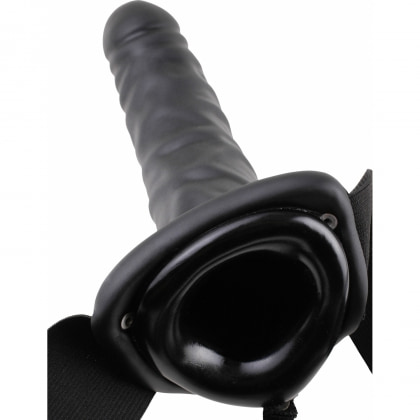 Strap On Cu Vibrații Hollow 20.3cm Negru