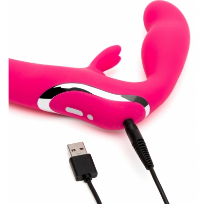Happy Rabbit Strapless Vibe Silicon Roz Reîncărcabil USB