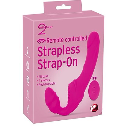 Strapless Strap On Cu 2 Vibratoare Reîncărcabil Roz