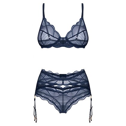 Set Cu Portjartier Obsessive Nightly Albastru XL-2XL