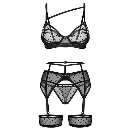 Set Obsessive Suspender Nuites Negru S-M