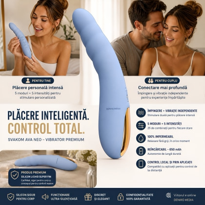 Svakom Ava Neo, Vibrator cu Împingere 5x5, Reîncărcabil Albastru